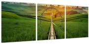 Tablou - Răsărit de soare peste vale (cu ceas) (90x30 cm)