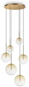 Lustra cu 6 pendule EQUINOXE SP6 antique brass/ faded amber