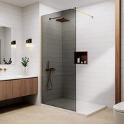 Walk-in Gold Perete de duș, cu sticlă fumurie 80, 200cm, 8mm