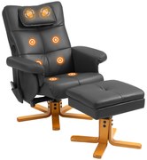 HOMCOM Fotoliu de masaj cu suport pentru picioare, spătar inclinabil până la 135°, cutie de depozitare, telecomandă | Aosom Romania