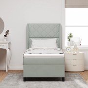 vidaXL Pat cu arcuri cu saltea Gri deschis 90 x 200 cm Catifea