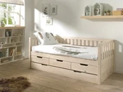 Set Pat Cabină Fritz 90x200 cm cu Sertare, pentru Copii, Pin Lăptos – Vipack