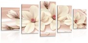 Tablou 5-piese magnolie de lux cu perle