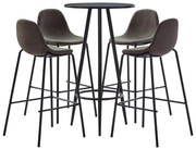 vidaXL Set mobilier de bar, 5 piese, gri închis, material textil
