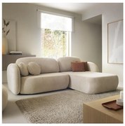 Canapea colțar extensibilă OLBIA, tip L, cu spațiu de depozitare, pe partea dreaptă, bej