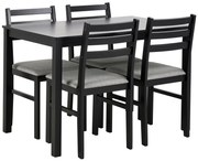 MAZZONI EXPORT Set TORINO masă + 4 scaune Negru/Gri deschis (material Sawana 21) - SET DE LEMN PENTRU BUCĂTĂRIE/SUFRAGERIE