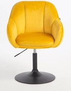 HR2055N Scaun Galbenă din Catifea cu Bază Neagră