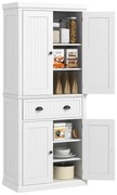 HOMCOM Armoire de cuisine buffet cuisine multi-rangements rafturi reglabile 4 uși și sertar mare 76 x 40 x 183 cm alb | Aosom Romania