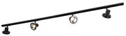 Sistem modern de iluminat pe șine cu 4 spoturi negre monofazate 200 cm - Iconic Jeany