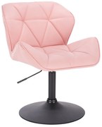 HC111N Scaun Roz Piele Ecologica cu Bază Neagră