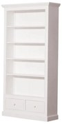 Biblioteca, alba, din lemn masiv, L108 cm, aspect vintage, Classic