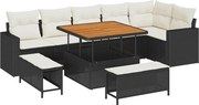 vidaXL Set de canapele pentru grădină 9 pcs Negru poliratan