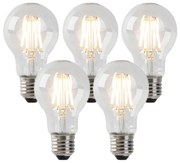 Set de 5 becuri LED reglabile E27 sticlă transparentă 4W 320lm 2200K