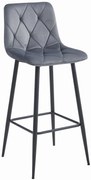 Scaun de bar gri inchis NADO VELVET cu picioare negre