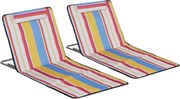 Outsunny Set 2 Șezlonguri de Plajă cu Spătar Reglabil pe 5 Niveluri, Tetieră și Geantă de Transport, 124x53x35-45 cm, Multicolor | Aosom Romania