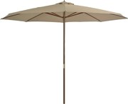 vidaXL Umbrelă de soare de exterior, stâlp din lemn, gri taupe, 350 cm