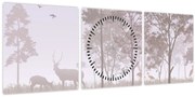 Tablou - Pădure,monocrom (cu ceas) (90x30 cm)