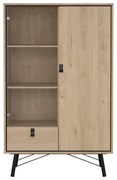 Vitrină în culoare naturală cu aspect de lemn de stejar 102x162x40 cm Ry – Tvilum