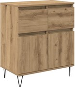 vidaXL Bufet Stejar Artizanal 60 x 35 x 70 cm Lemn Ingineresc și Fier