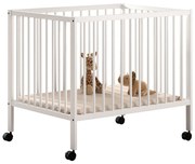 Țarc pentru copii alb din lemn de fag cu înălțime reglabilă/cu roți 95x75 cm Dino – Vipack