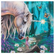 Tablou canvas cu led unicorn si zana Fairy Whispers - Lisa Parker, 30x30cm