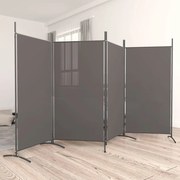 Paravan de cameră cu 4 panouri, antracit, 346x180 cm, textil