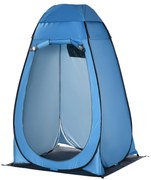 Outsunny Cort de Duș pentru Camping cu Ușă cu Fermoar, Geantă de Transport și Buzunar, 126x124x189 cm, Albastru | Aosom Romania