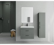 Set dulap baza suspendat antracit cu 2 sertare si lavoar alb Drop Lines Diana 60 cm