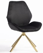 HR350 BAZĂ STEA Scaun Neagră din Catifea Bază Aurie