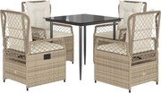 vidaXL Set mobilier de grădină cu perne, 5 piese, bej, poliratan