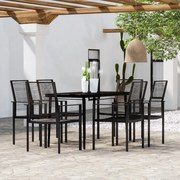 vidaXL Set de servit masa pentru grădină, 7 piese, negru