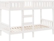 vidaXL Pat supraetajat, alb, 75x190 cm, lemn masiv de pin