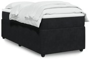 vidaXL Pat box spring cu saltea, negru, 80x200 cm, catifea