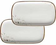Mäser Set de 2 tăvi Pintar White cu puncte maro 25x 14 x 2 cm, S
