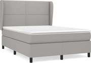 vidaXL Pat box spring cu saltea, gri deschis, 140x190 cm, textil