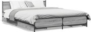 vidaXL Cadru de pat cu sertare, gri sonoma, 135x190 cm, lemn prelucrat