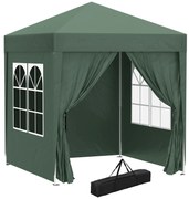 Outsunny Cort 2x2 m impermeabil cu 4 pereti detasabili, cort pliabil din metal si poliester cu husa de transport, Verde