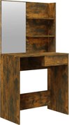 vidaXL Masă de toaletă cu oglindă, stejar fumuriu, 74,5x40x141 cm