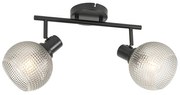 Spotlight de design negru cu sticlă fumurie cu 2 lumini - Chico