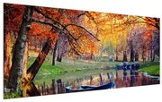 Tablou de toamnă cu barcă (120x50 cm), în 40 de alte dimensiuni noi