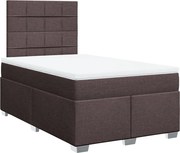 vidaXL Pat box spring cu saltea, maro închis, 120x190 cm, textil