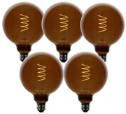Set of 5 E27 Dimmable LED Bulbs G125 Brown 4W 120 lm 1800K