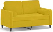 vidaXL Canapea cu 2 locuri cu pernuțe, galben, 120 cm, catifea