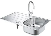 Set chiuveta inox Grohe K200 45 cm 1 cuva cu picurator si baterie