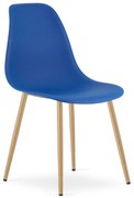 Scaun Bucatarie/Dining Velo Plus Albastru Picioare Metalice Finisaj Lemn