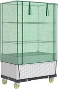 vidaXL Strat înălțat cu husă și roți, aspect ratan, 80x50x182 cm