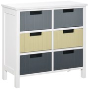 HOMCOM Comodă de Lemn cu 6 Sertare, Coadă Auxiliară de Depozitare cu Picioare Ridicate, Stil Modern pentru Dormitor Sufragerie Baie 62x28x58 cm Multicolor | Aosom Romania
