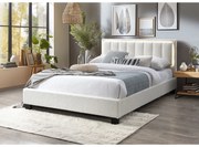 Pat tapitat Comfort 1 cu LED, 160x200, cadru din lemn cu somiera fixa, culoare Crem