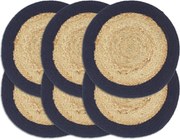 vidaXL Naproane, 6 buc., natural și bleumarin, 38 cm, iută și bumbac