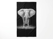 Prosoapa XXL de plaja cu uscare rapida ELEPHOS negru-gri 150 x 210 cm, 100% microfibra